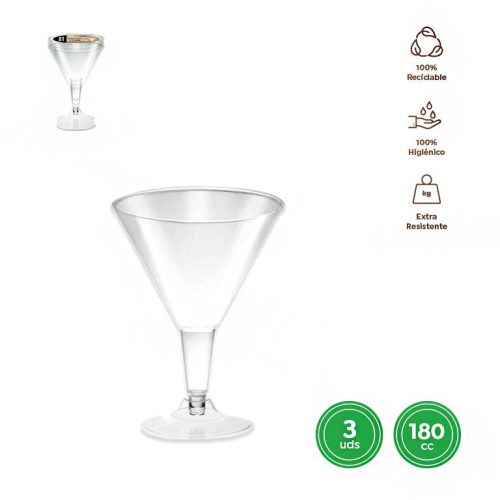 Helder cocktailglas 180cc HERBRUIKBAAR