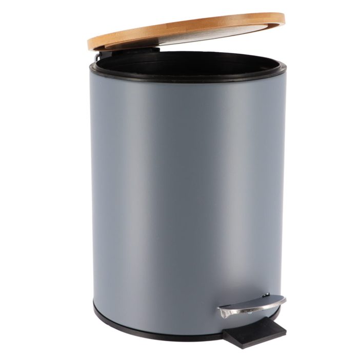 METAL DUSTBIN SOFT CLOSE 2,5L- GREY / BAMBOO