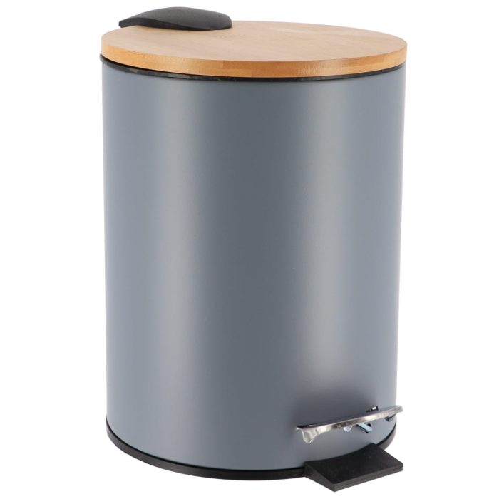 METAL DUSTBIN SOFT CLOSE 2,5L- GREY / BAMBOO