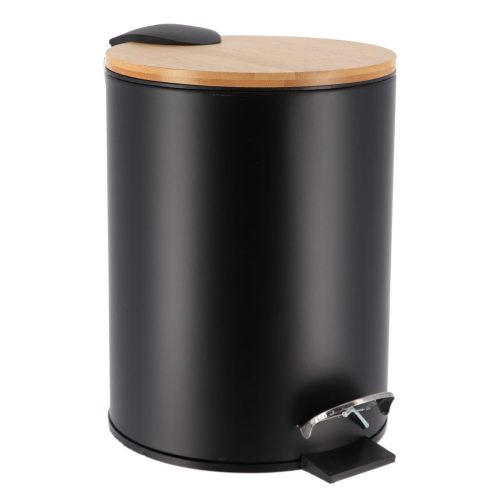 METAL DUSTBIN SOFT CLOSE 2,5L - BLACK / BAMBOO