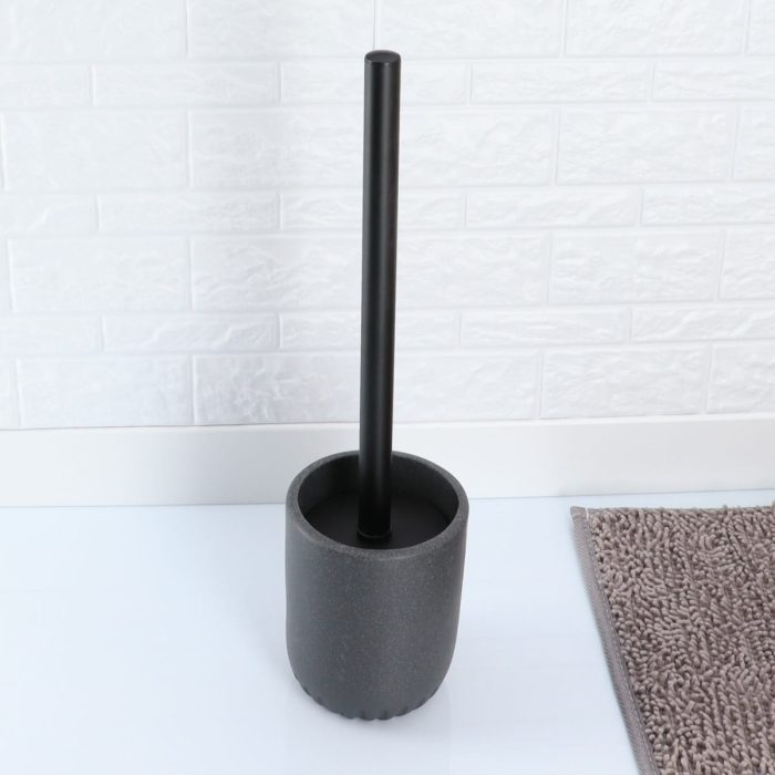 POLYRESIN TOILET BRUSH ROUND SHAPE - DARK GREY