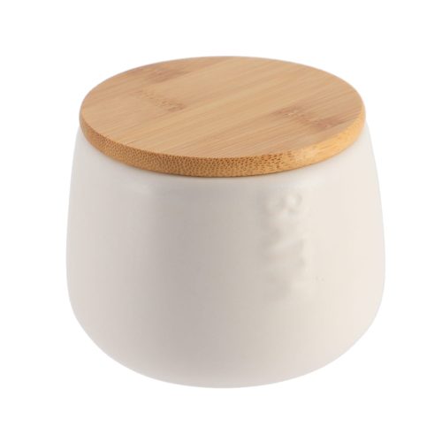 DOLOMITE COTTON JAR BATH + BAMBOO COVER - WHITE/BAMBOO