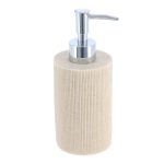 POLYRESIN SOAP DISPENSER WITH STRIPES 310 ML - NATURAL