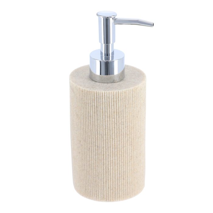 POLYRESIN SOAP DISPENSER WITH STRIPES 310 ML - NATURAL