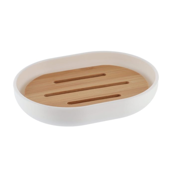 OVAL PS + BAMBOO ZEEPDISH - WIT /BAMBOO