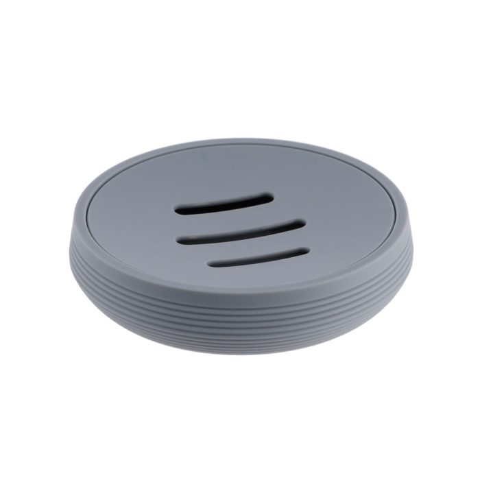 RUBBER AND ABS SOAP DISH WITH STRIPES - DARK GREY