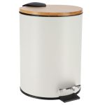 METAL DUSTBIN SOFT CLOSE 2,5L - WHITE / BAMBOO