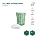 HG BEKER KARTON green&eco M/DEKSEL 200cc 25st kartonnen papieren recyclebare biologisch milieuvriendelijk composteerbaar composteerbare to go kopjes koffiebekers drinkbekers wegwerpbekers met deksel