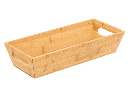 Bamboe BROODMAND 33x14cm opbergmand opbergkist opbergdoos opbergbox broodmand fruitmand hout naturel bamboe opbergbak organizer met handvat hendels handvaten hendel 33x14cm