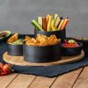 Serveerplank met schalen aardewerk/bamboe 5-delig zwart