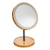 Led spiegel op voet bamboo