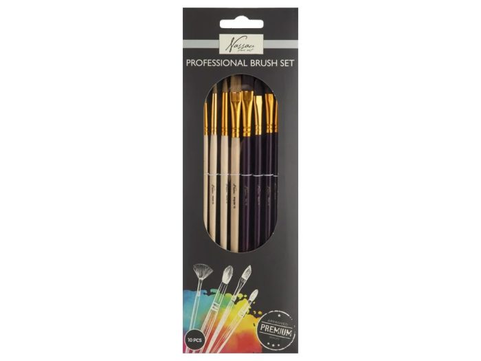 Penselen set synthetisch plat-rond 10-dlg